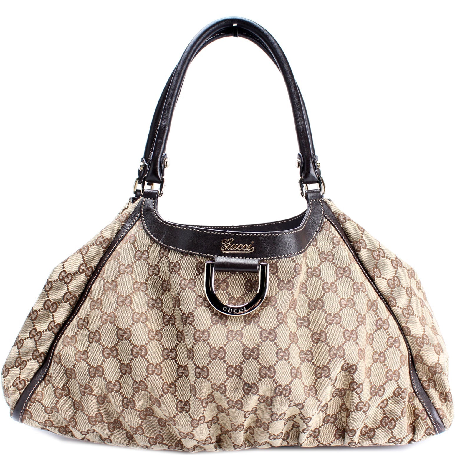 Gucci 189835 GG Canvas Abbey D Ring Large Hobo Bag