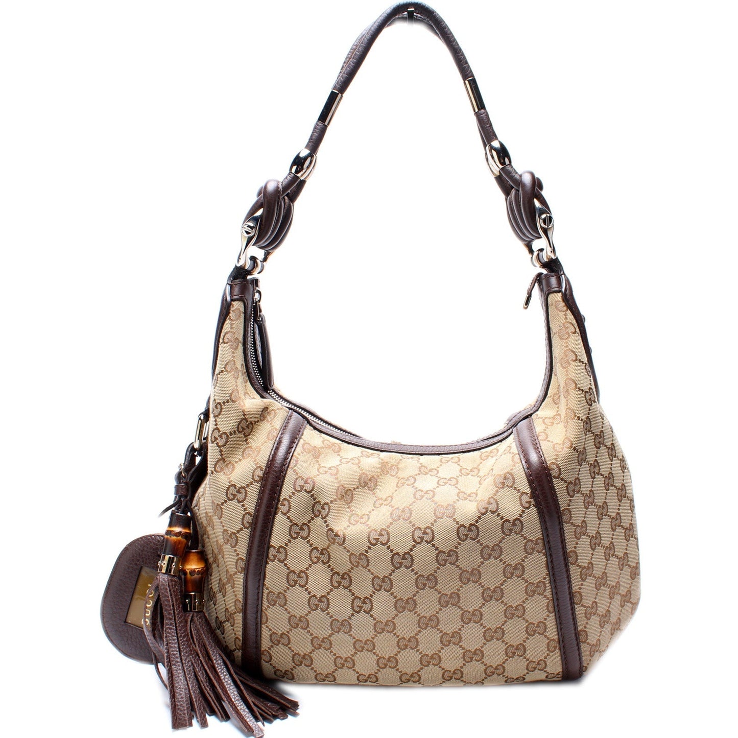 Gucci 240261 GG Canvas Techno Horsebit Hobo Bag