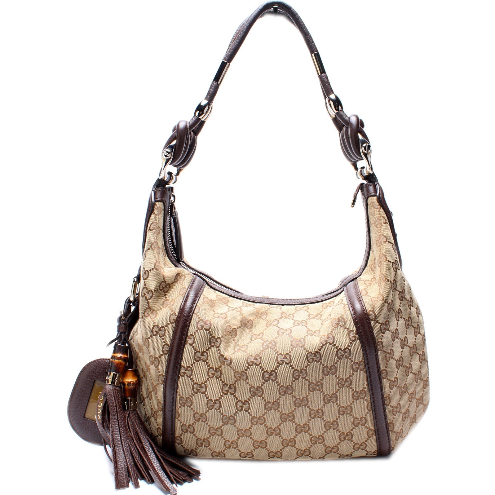 Gucci 240261 GG Canvas Techno Horsebit Hobo Bag