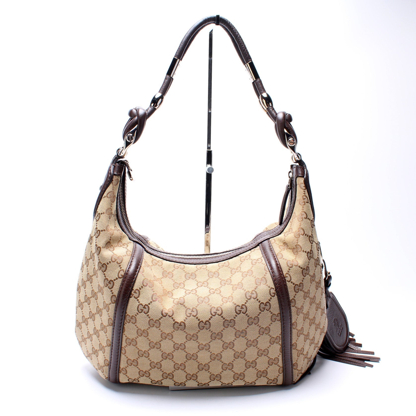 Gucci 240261 GG Canvas Techno Horsebit Hobo Bag