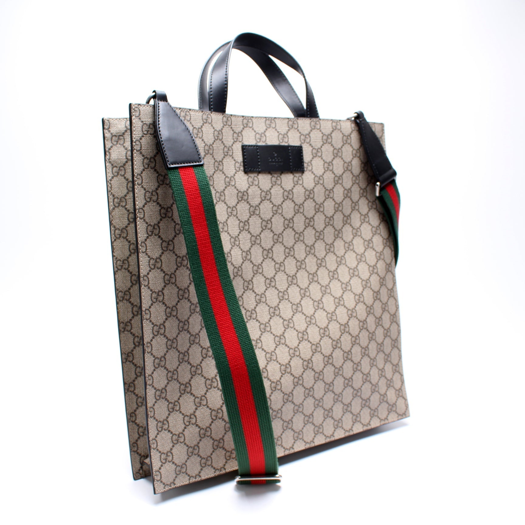 Gucci 456217 GG Supreme Web Vertical Tote Bag