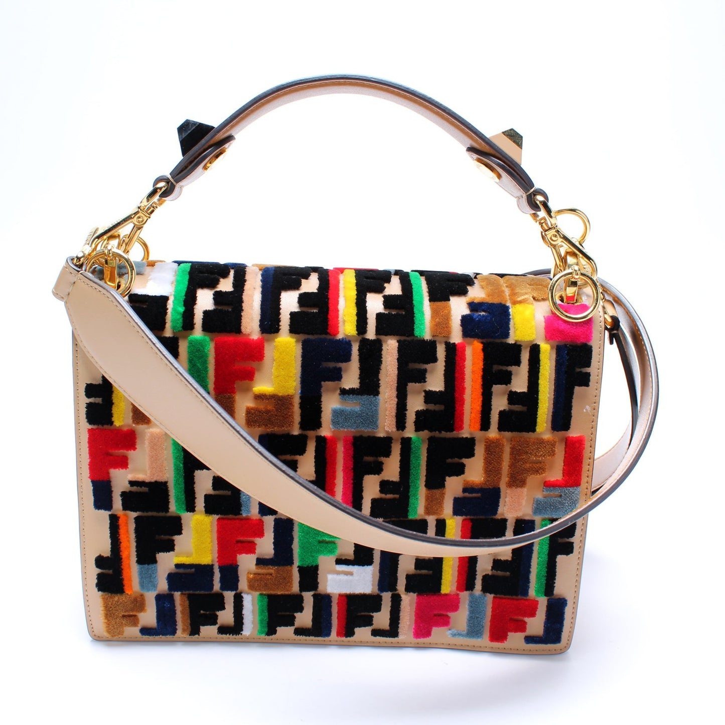 Fendi 8BT283 Kan I Multicolor Velvet FF Shoulder Bag