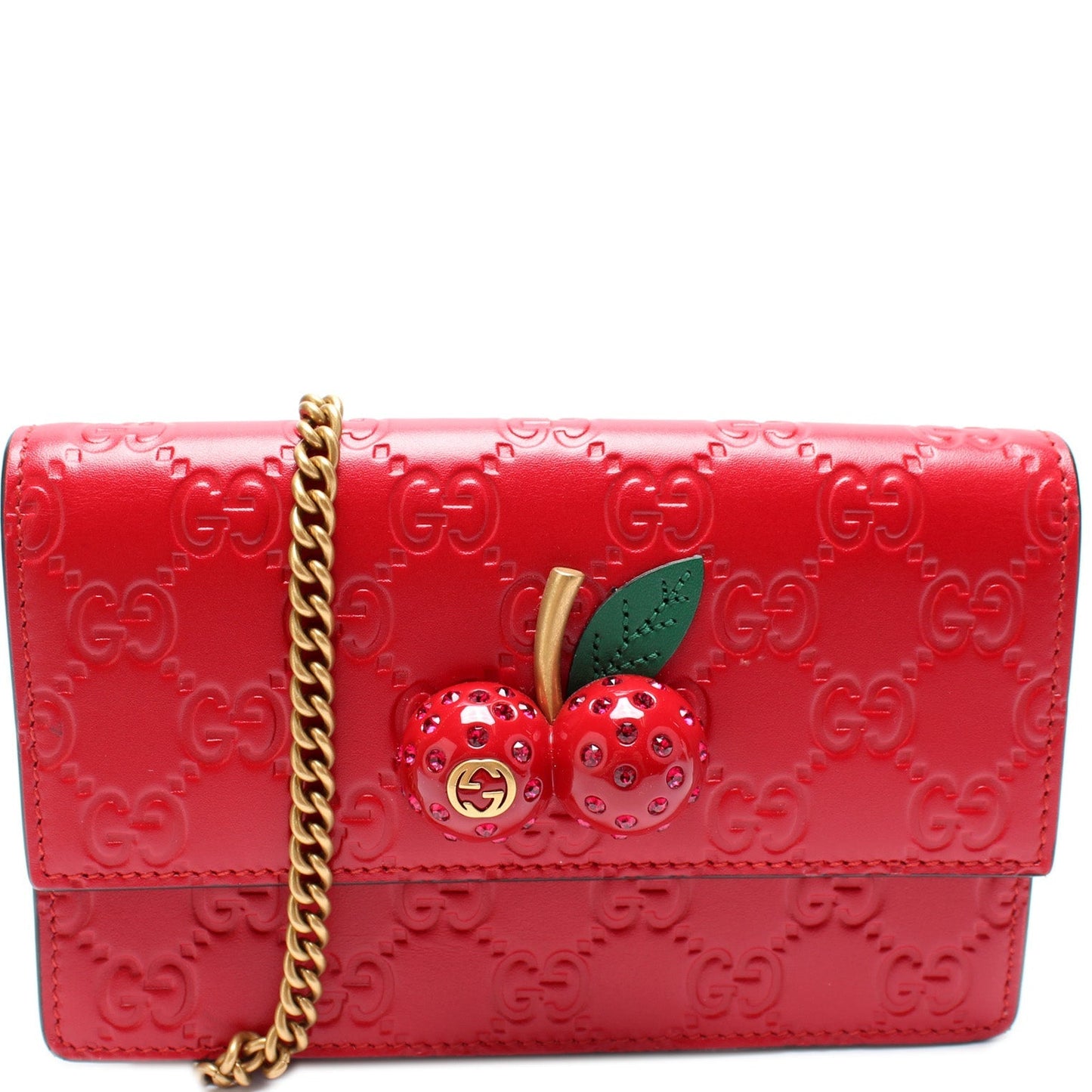 Gucci 481291 GG Leather Cherries Mini Chain Bag
