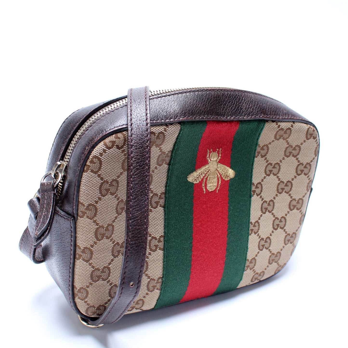 Gucci 412008 GG Canvas Bee Camera Bag