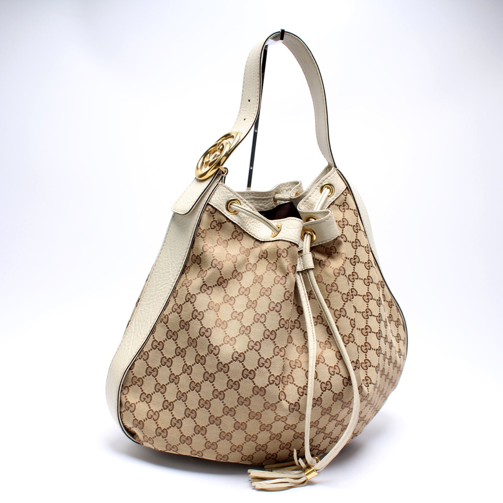 Gucci Canvas Interlocking Icon Drawstring Hobo Bag