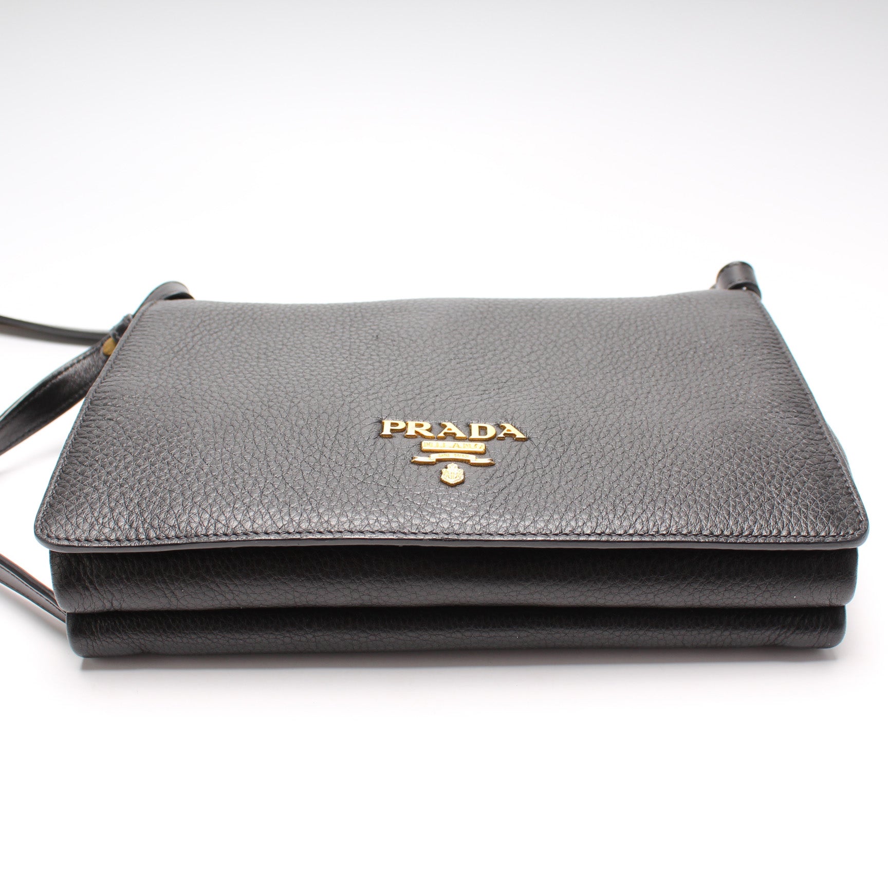 Prada Vitello Daino Leather Flap/Zip Crossbody Bag