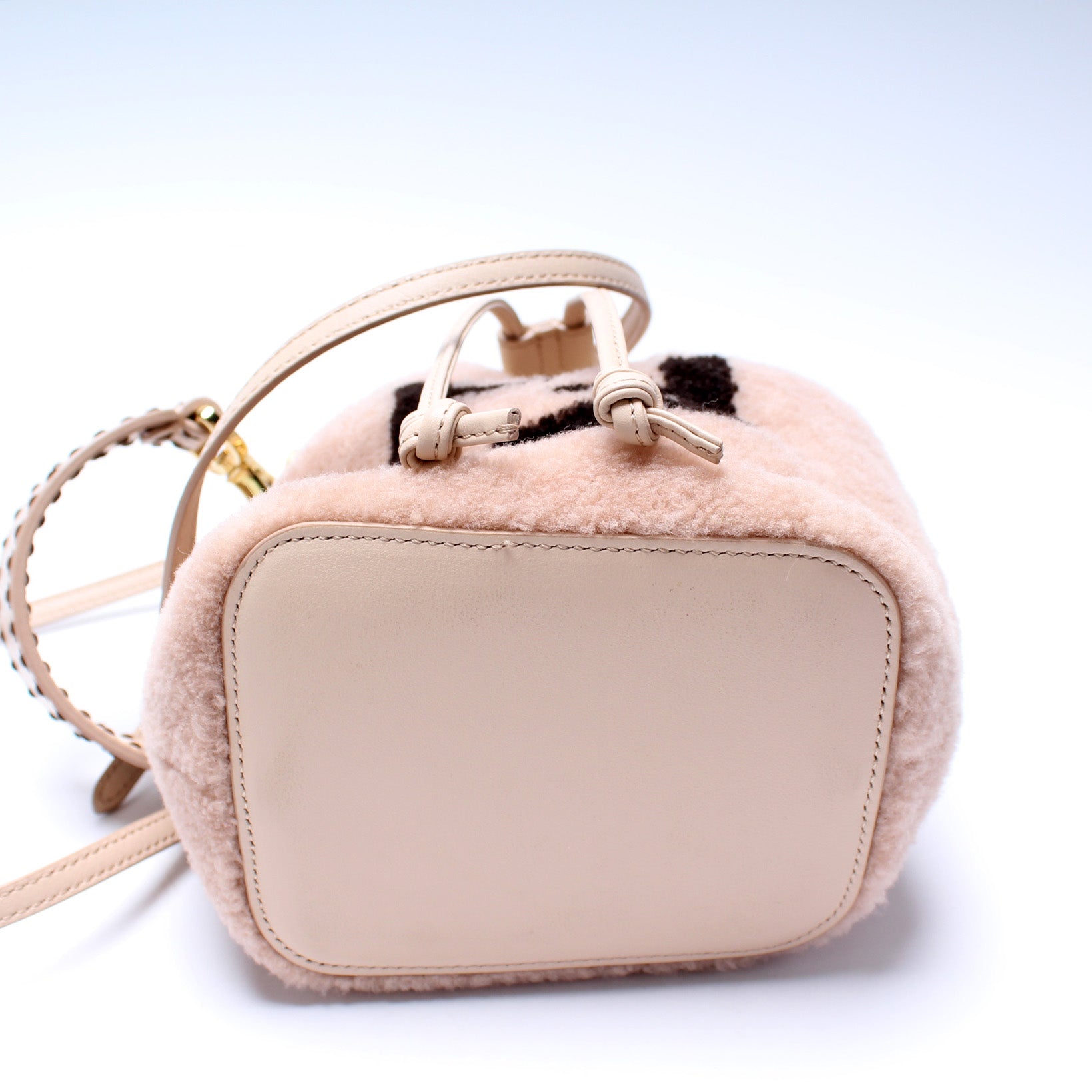 Fendi 8BS010 Mini Mon Tresor Bucket FF Shearling Bag