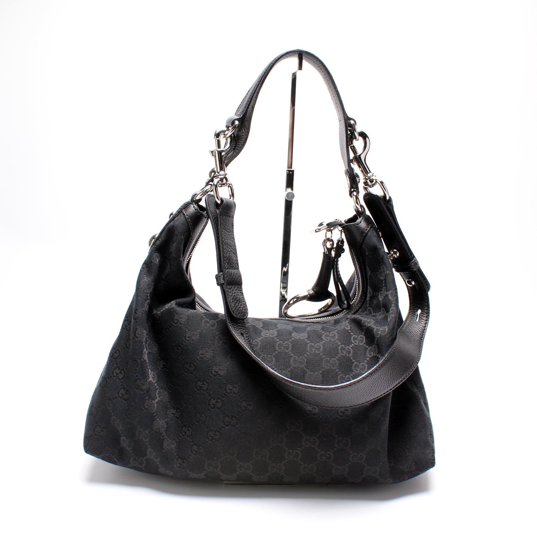 Gucci 232961 GG Canvas Medium Icon Bit Hobo Bag