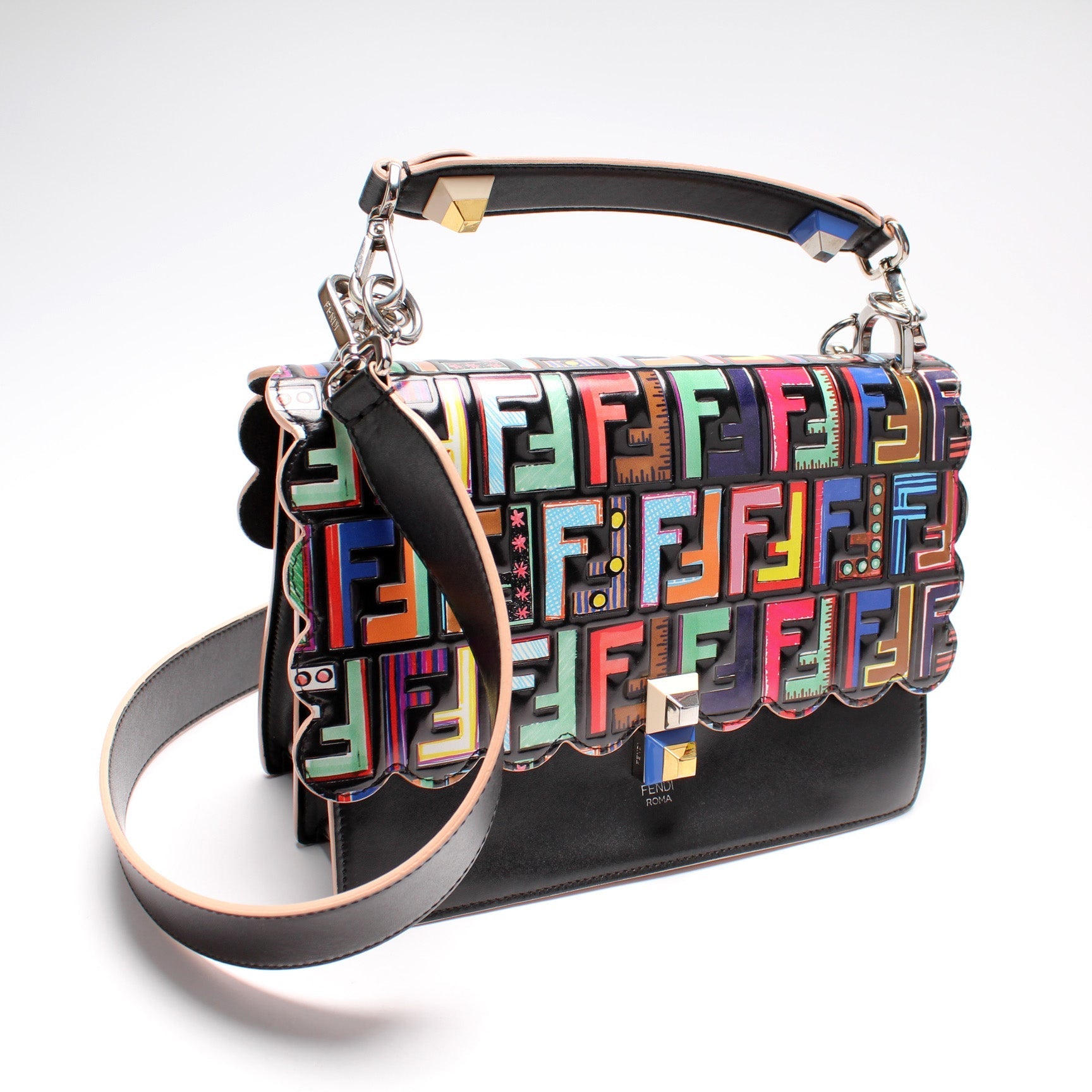 Fendi 8M0381 Kan I FF Patent Leather Small Bag
