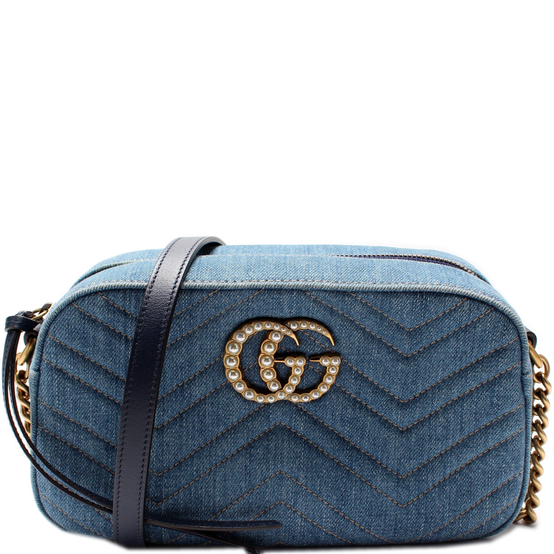 Gucci 447632 Marmont Small Denim Camera Bag