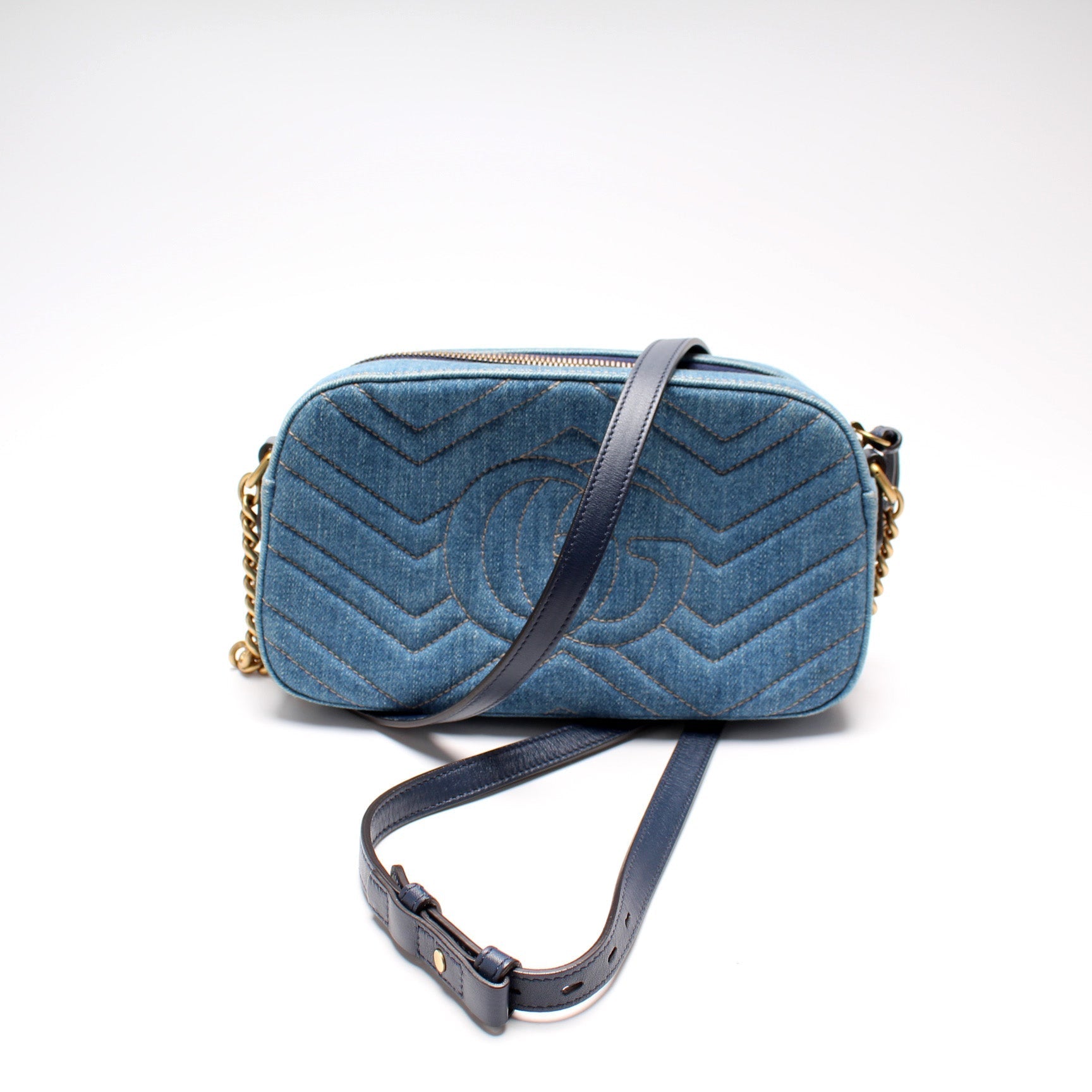 Gucci 447632 Marmont Small Denim Camera Bag