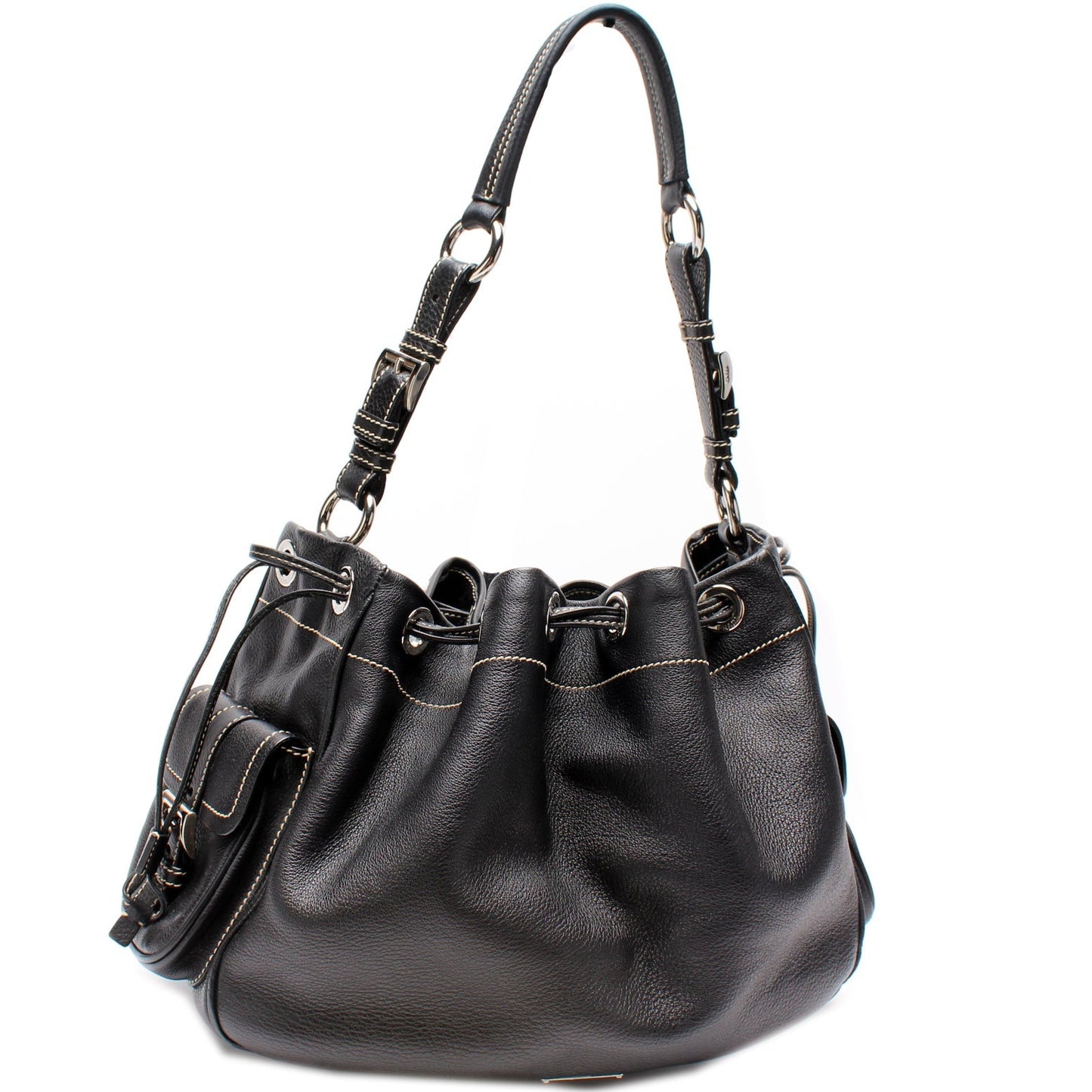 Prada Vitello Daino Drawstring Pocket Hobo Bag