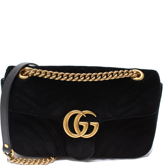 Gucci 443497 Marmont Shoulder Velvet Small Flap Bag