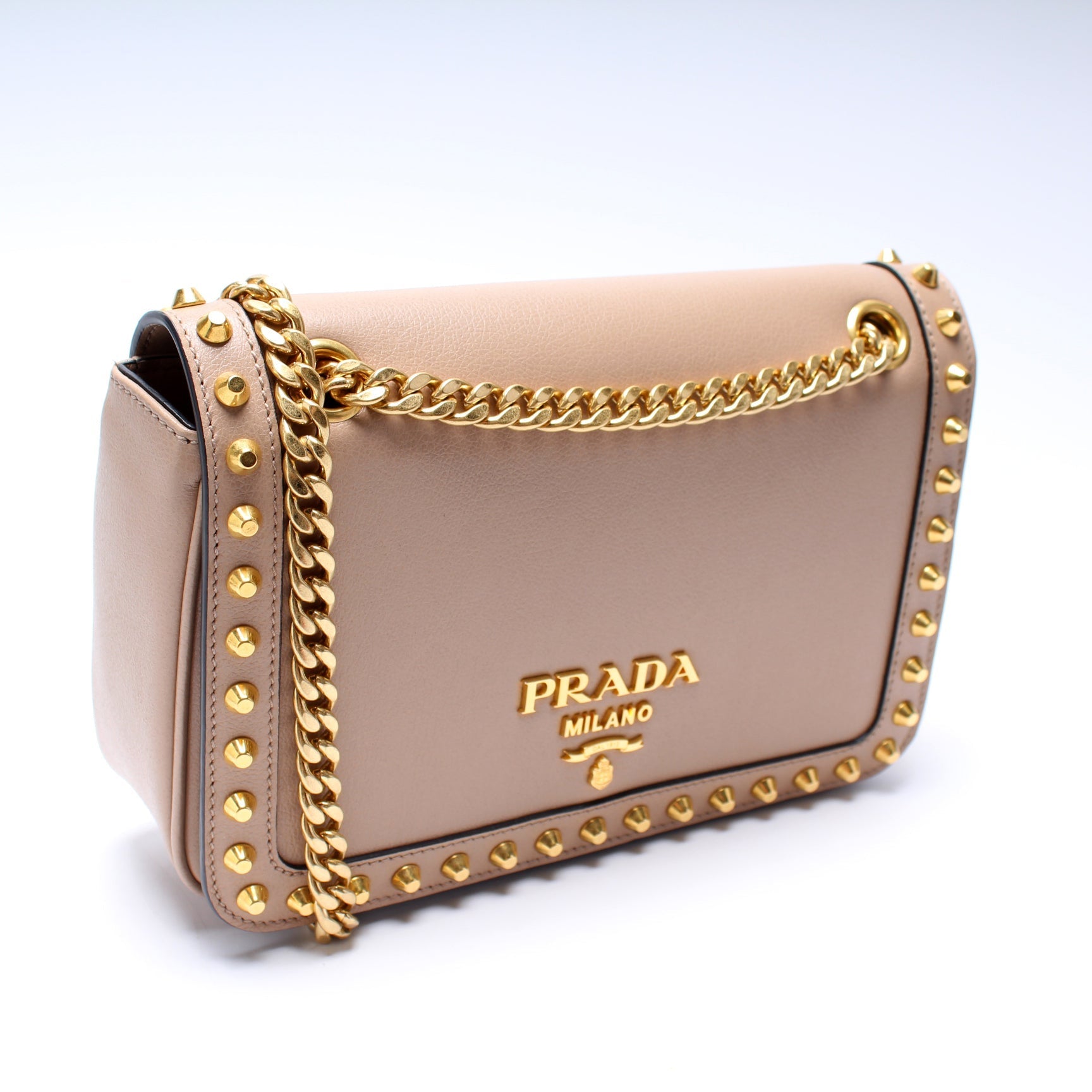 Prada Glace Calfskin Studded Crossbody Bag