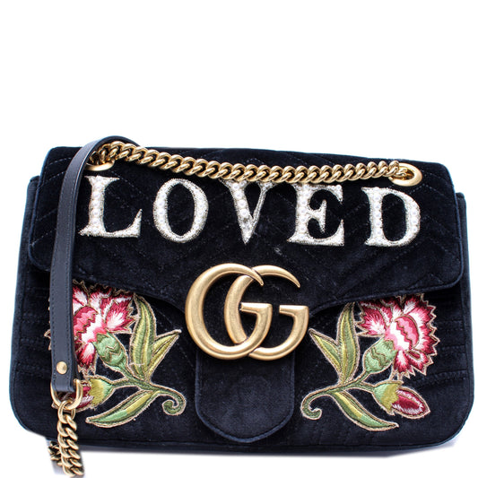 Gucci 443496 Marmont Velvet Loved Shoulder Medium Bag
