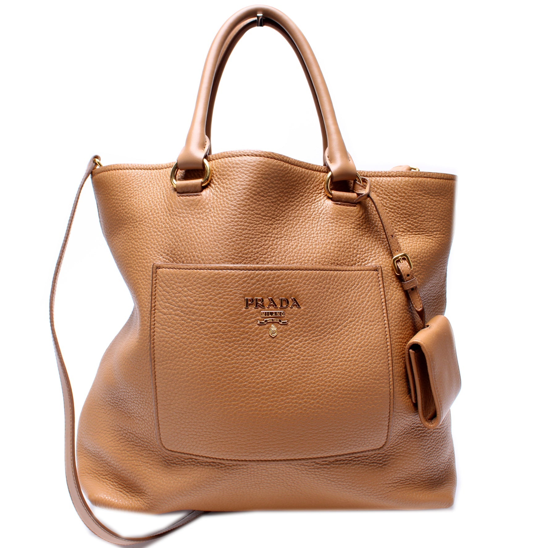 Prada 1BG049 Vitello Daino Pocket Tote Bag
