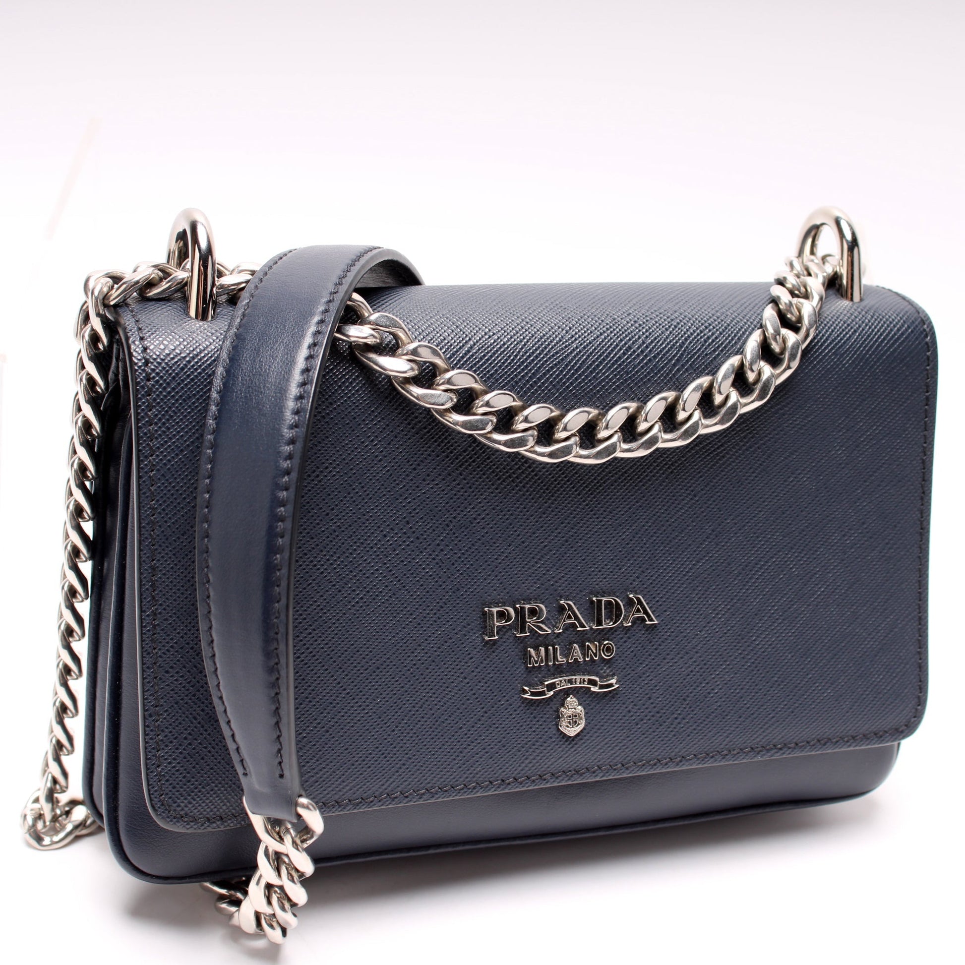 Prada Pattina Soft Calfskin And Saffiano Bag