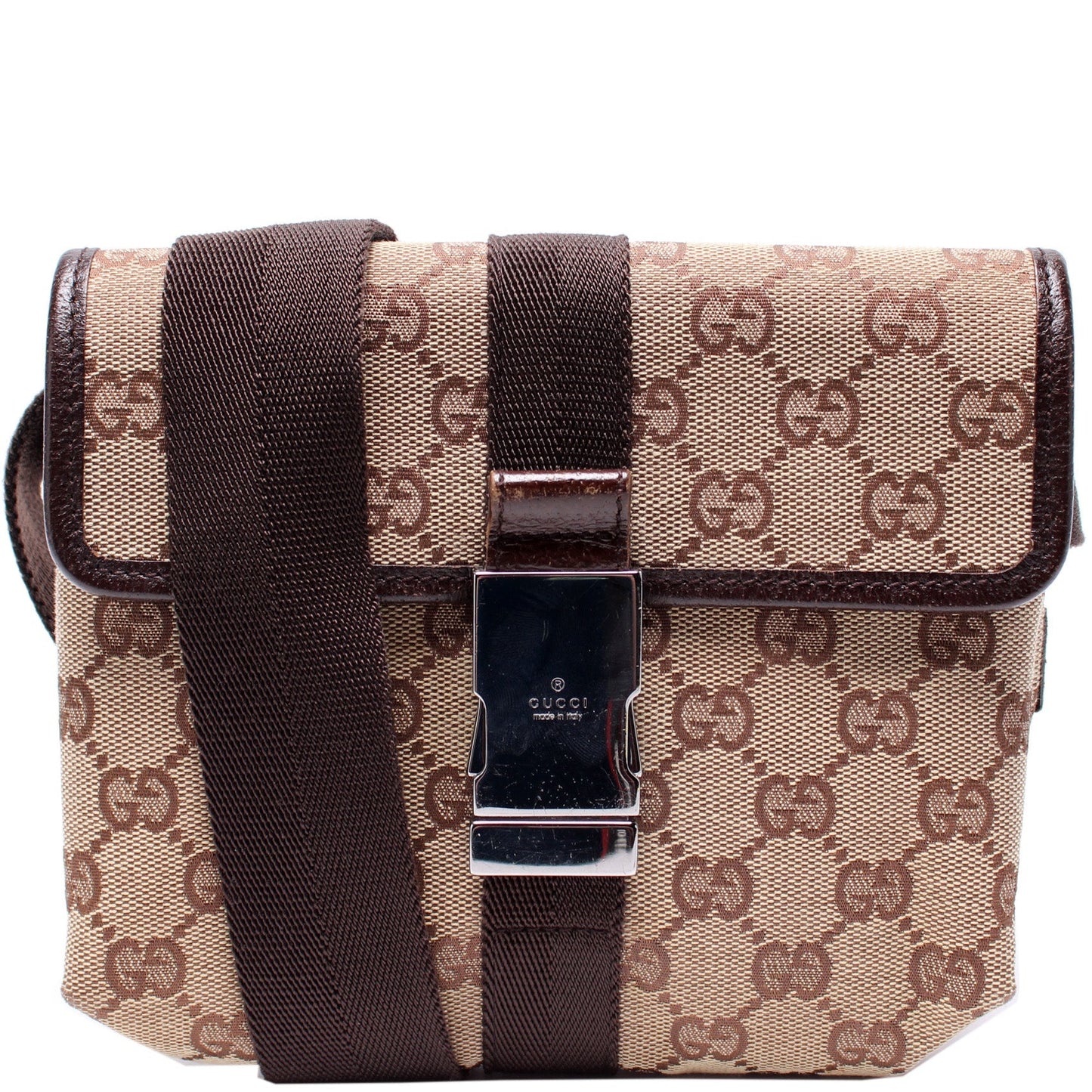 Gucci 131236 GG Canvas Small Buckle Belt Bag