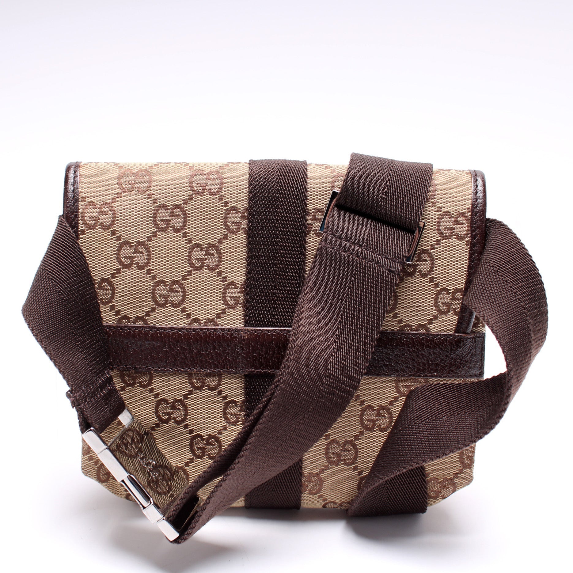 Gucci 131236 GG Canvas Small Buckle Belt Bag