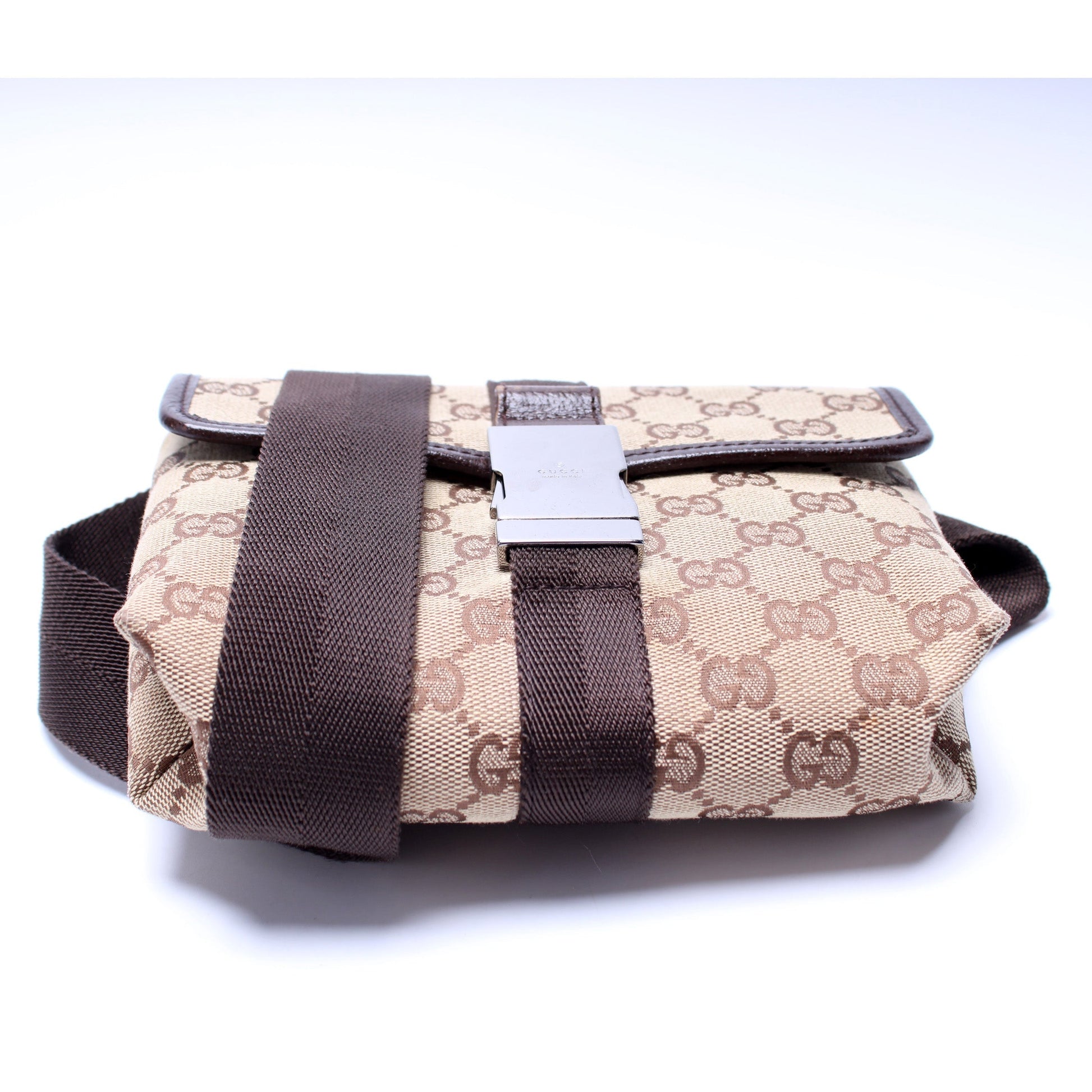 Gucci 131236 GG Canvas Small Buckle Belt Bag
