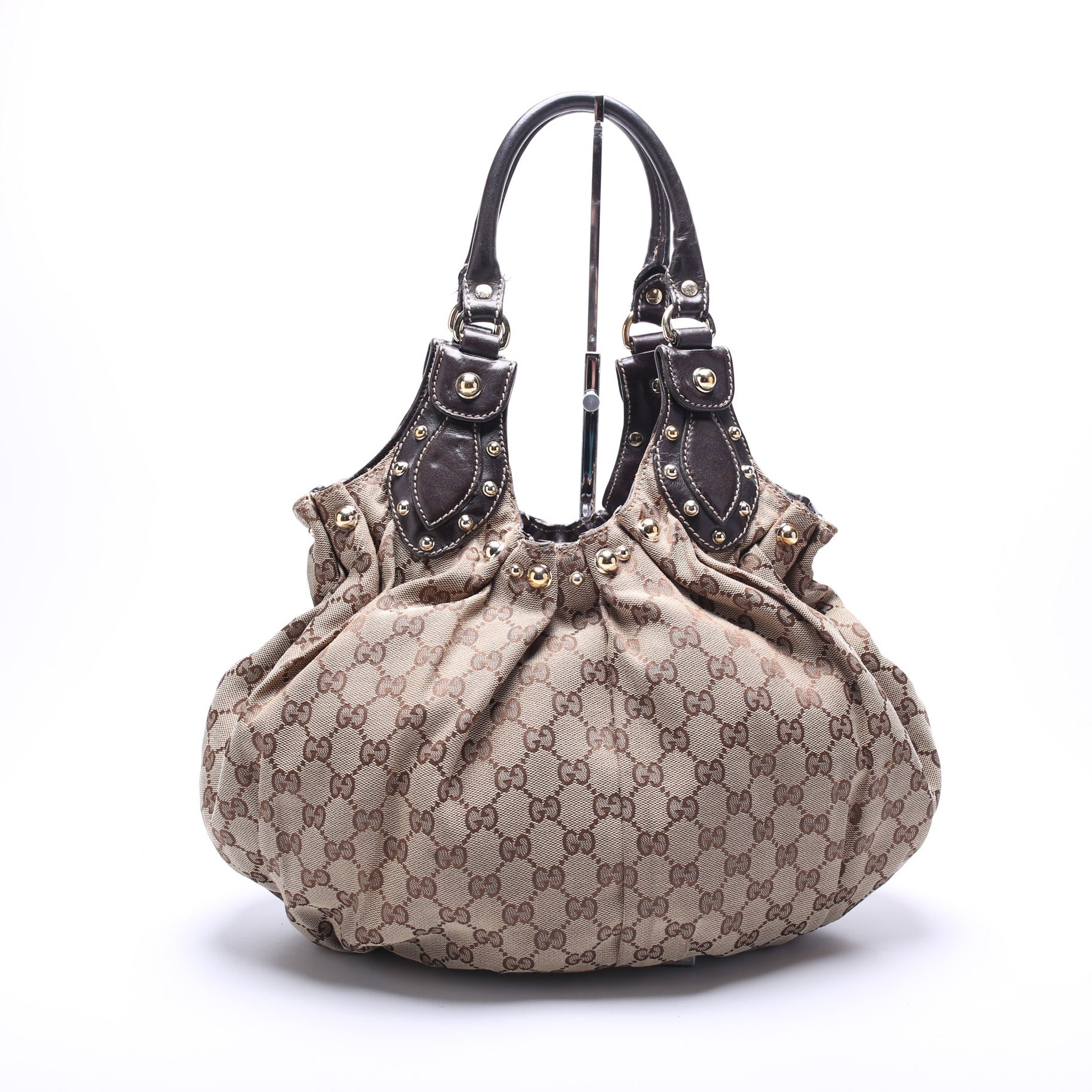 Gucci 203624 GG Canvas Studded Pelham Medium Bag