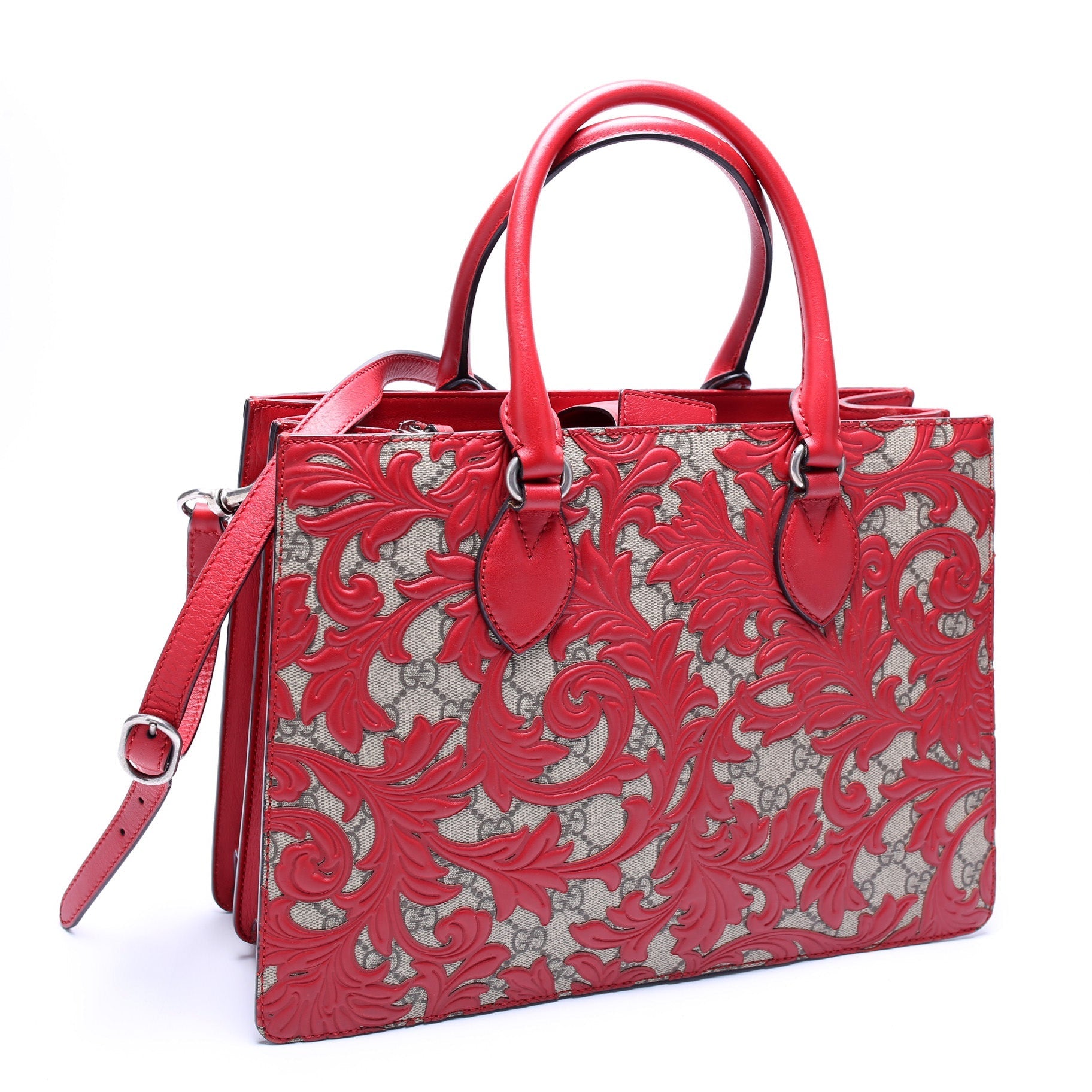 Gucci 409531 GG Supreme Arabesque Top Handle Tote Bag