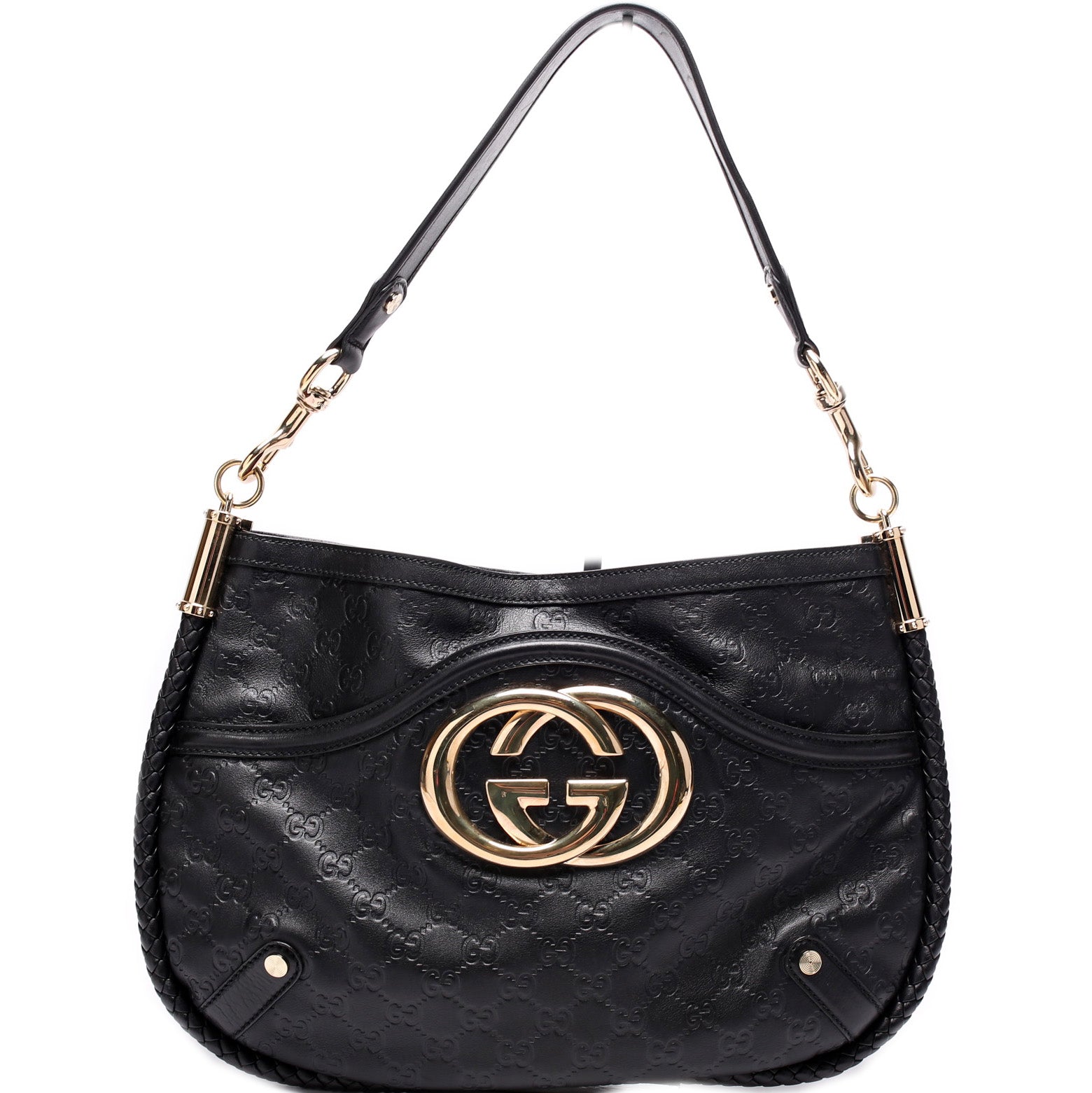 Gucci 167734 GG Leather Britt Medium Shoulder Bag