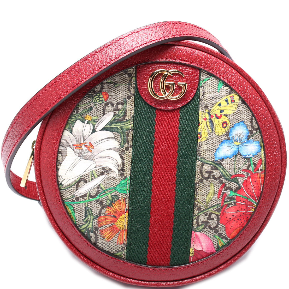 Gucci 598661 Ophidia Web Mini Flora Round Backpack Bag