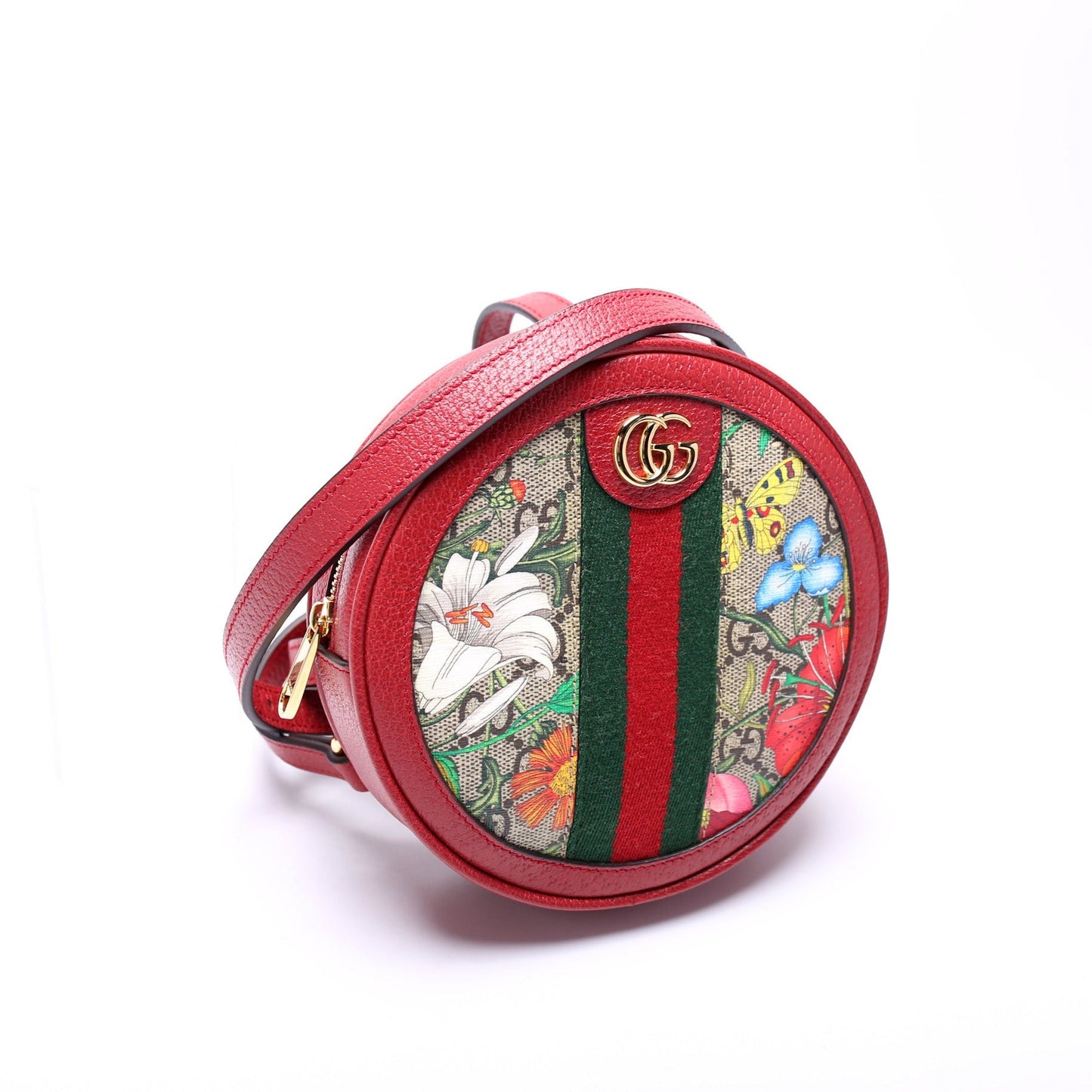 Gucci 598661 Ophidia Web Mini Flora Round Backpack Bag