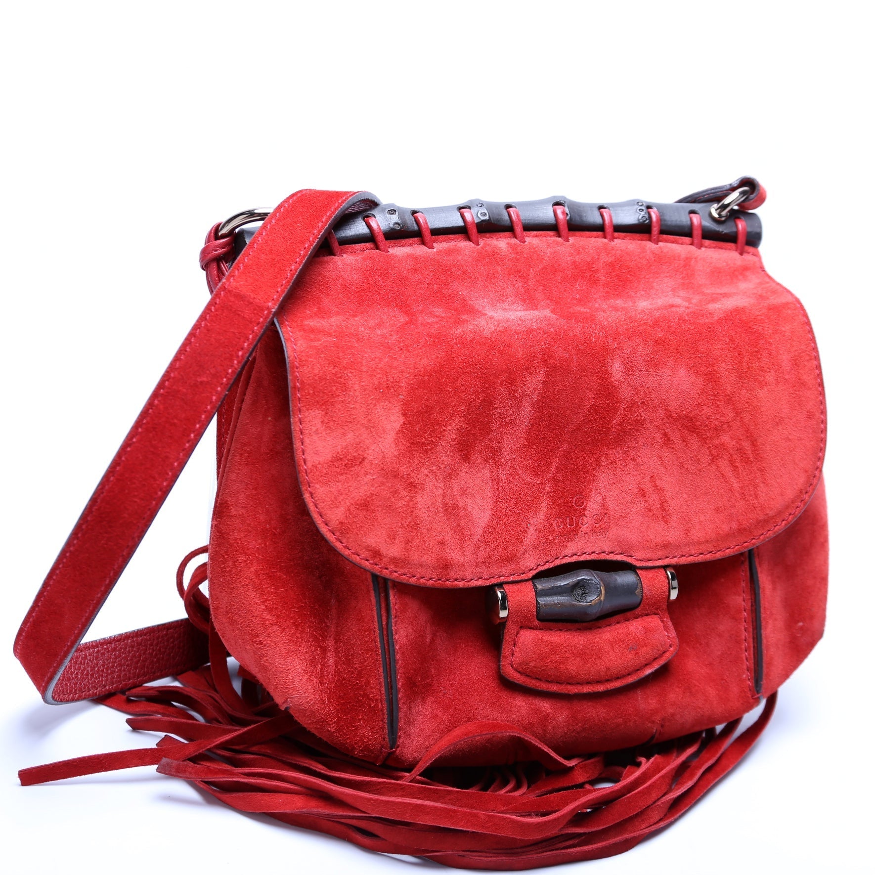 Gucci 347100 Suede Nouveau Fringe Small Shoulder Bag