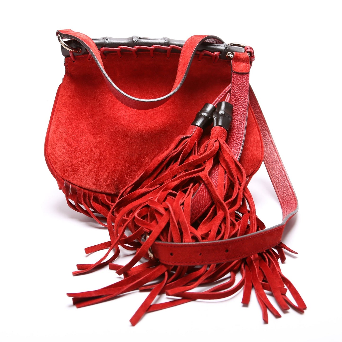 Gucci 347100 Suede Nouveau Fringe Small Shoulder Bag