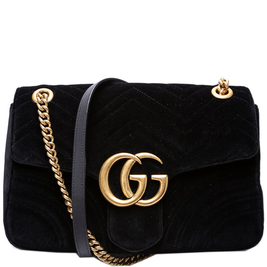 Gucci 443496 Marmont Velvet Shoulder Medium Bag