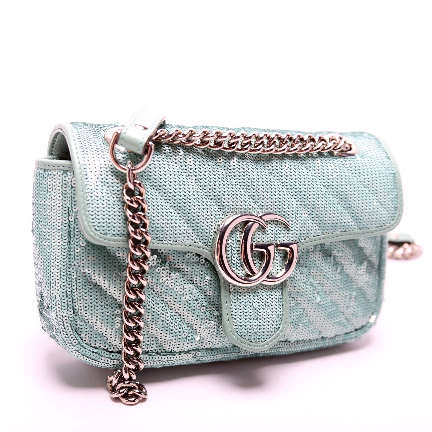 Gucci 446744 Marmont Sequin Shoulder Mini Flap Bag