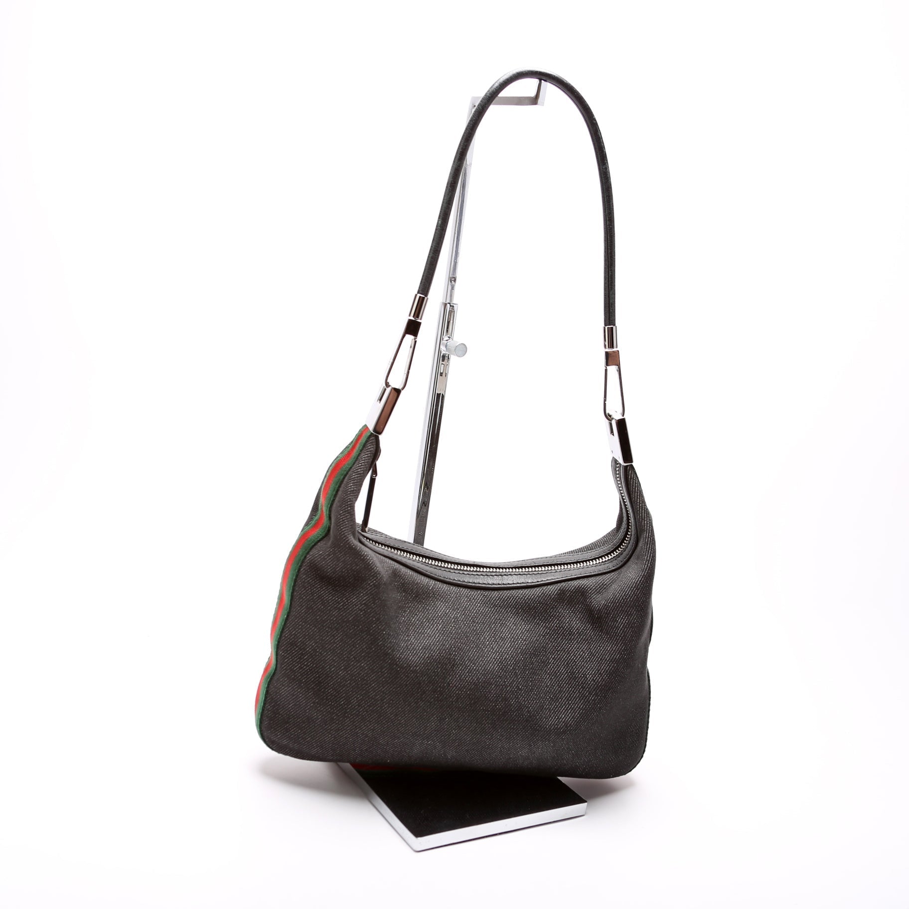 Gucci 01233 Canvas Web Clasp Hobo Bag