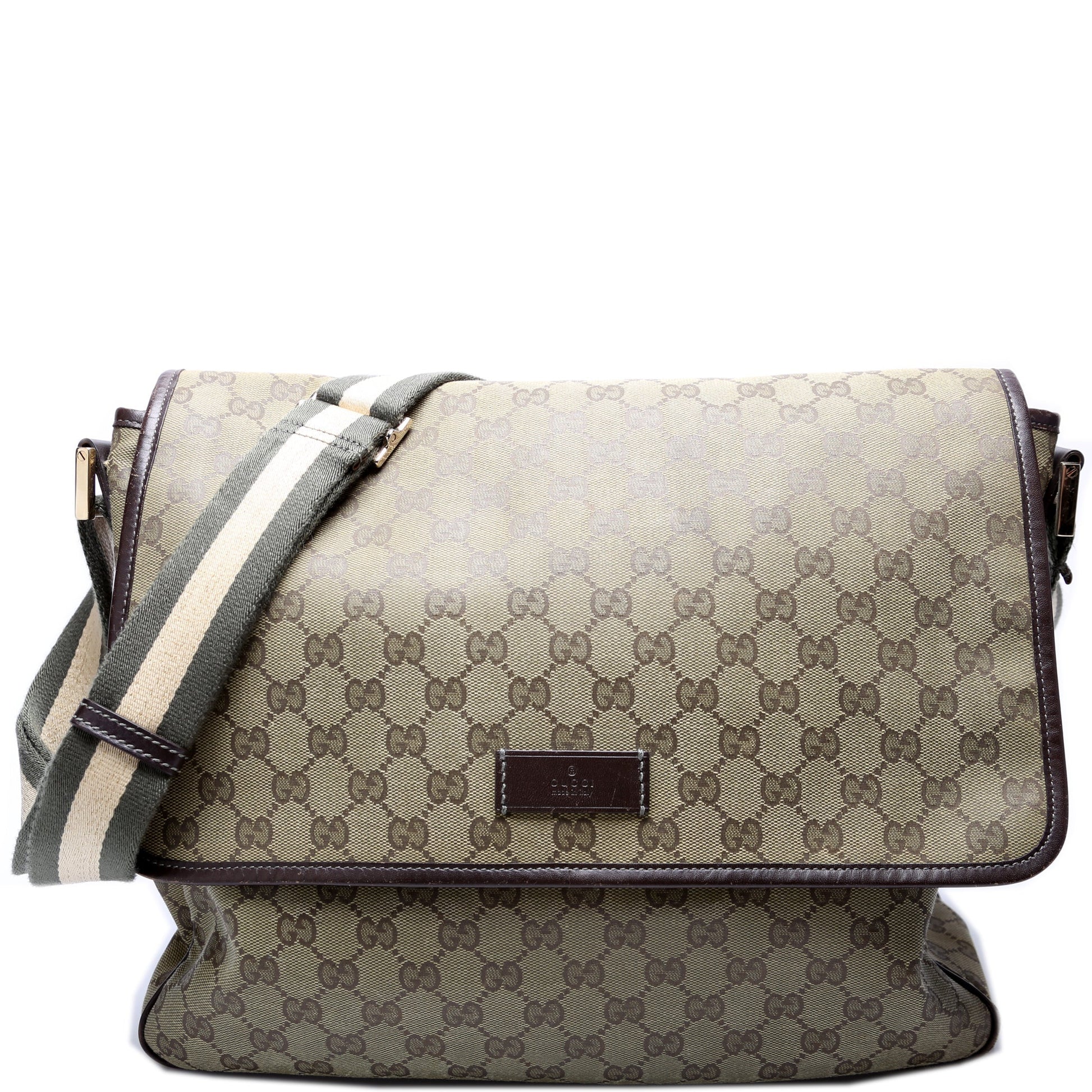 Gucci 233052 GG Coated Canvas Medium Messenger Flap Bag