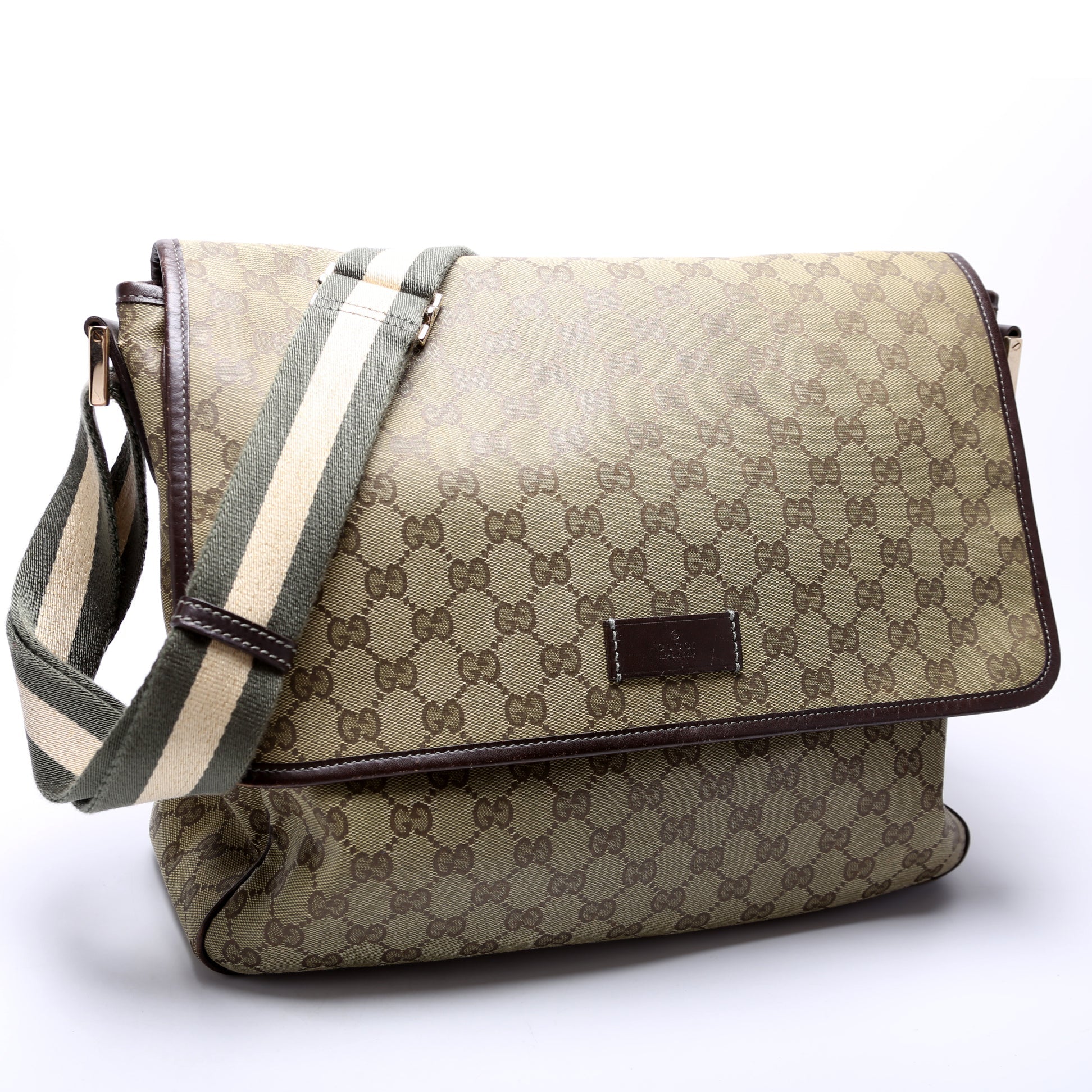 Gucci 233052 GG Coated Canvas Medium Messenger Flap Bag