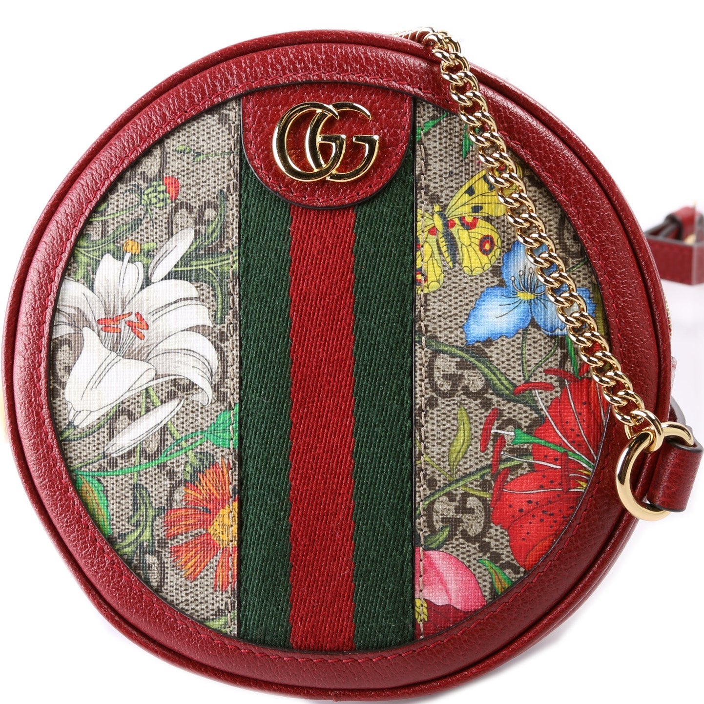 Gucci 598661 Ophidia Web Mini Flora Round Backpack Bag