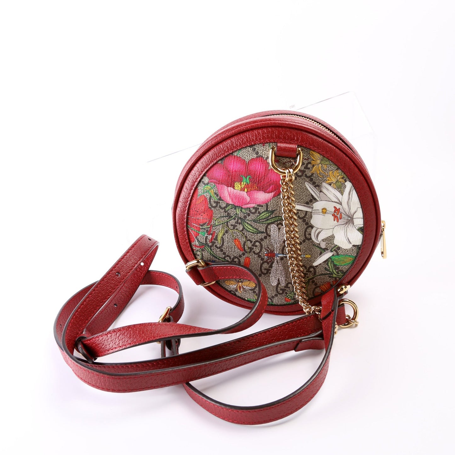 Gucci 598661 Ophidia Web Mini Flora Round Backpack Bag