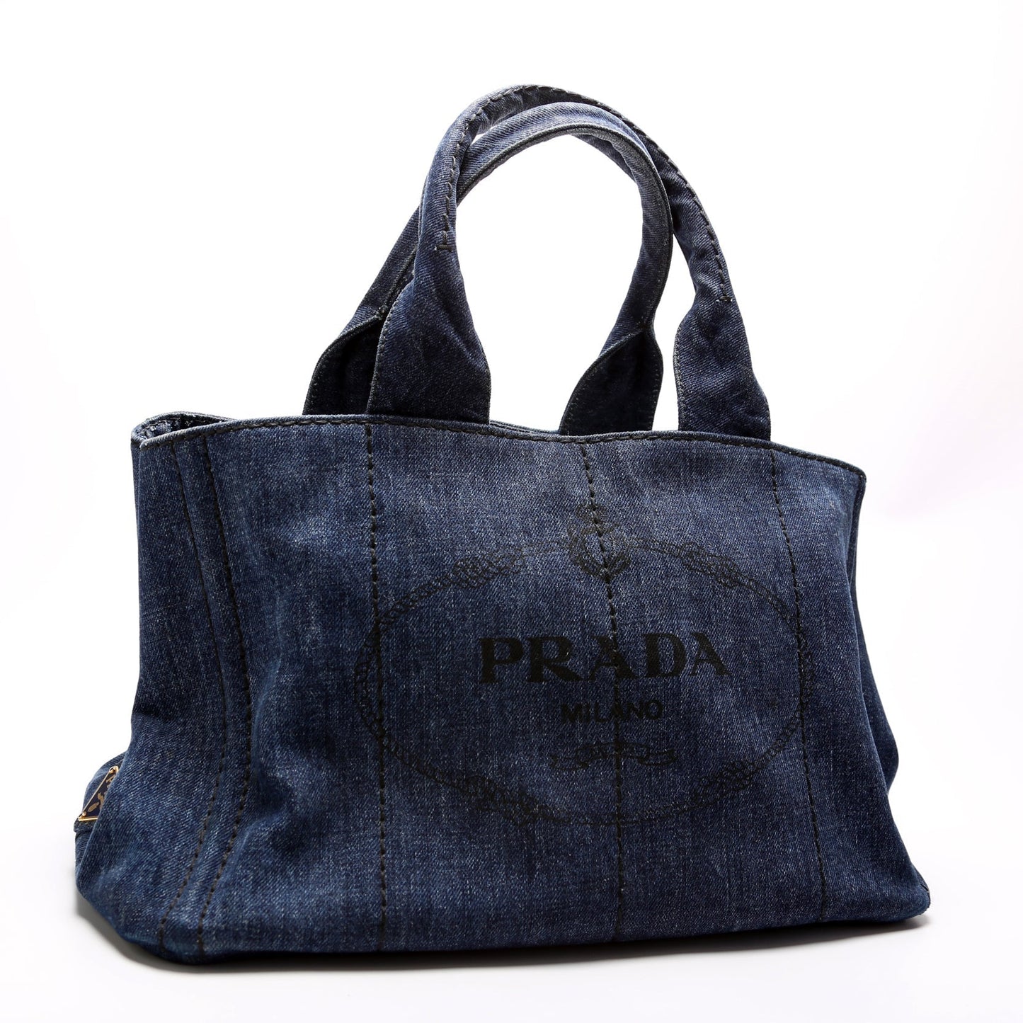 Prada Canapa Denim Canvas Large Tote Bag