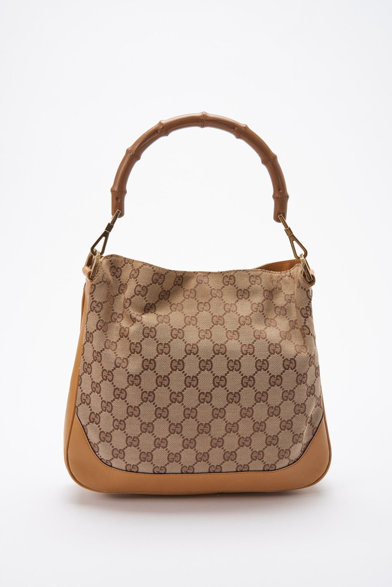 Gucci Bamboo Leather Canvas Shoulder Bag Style 2