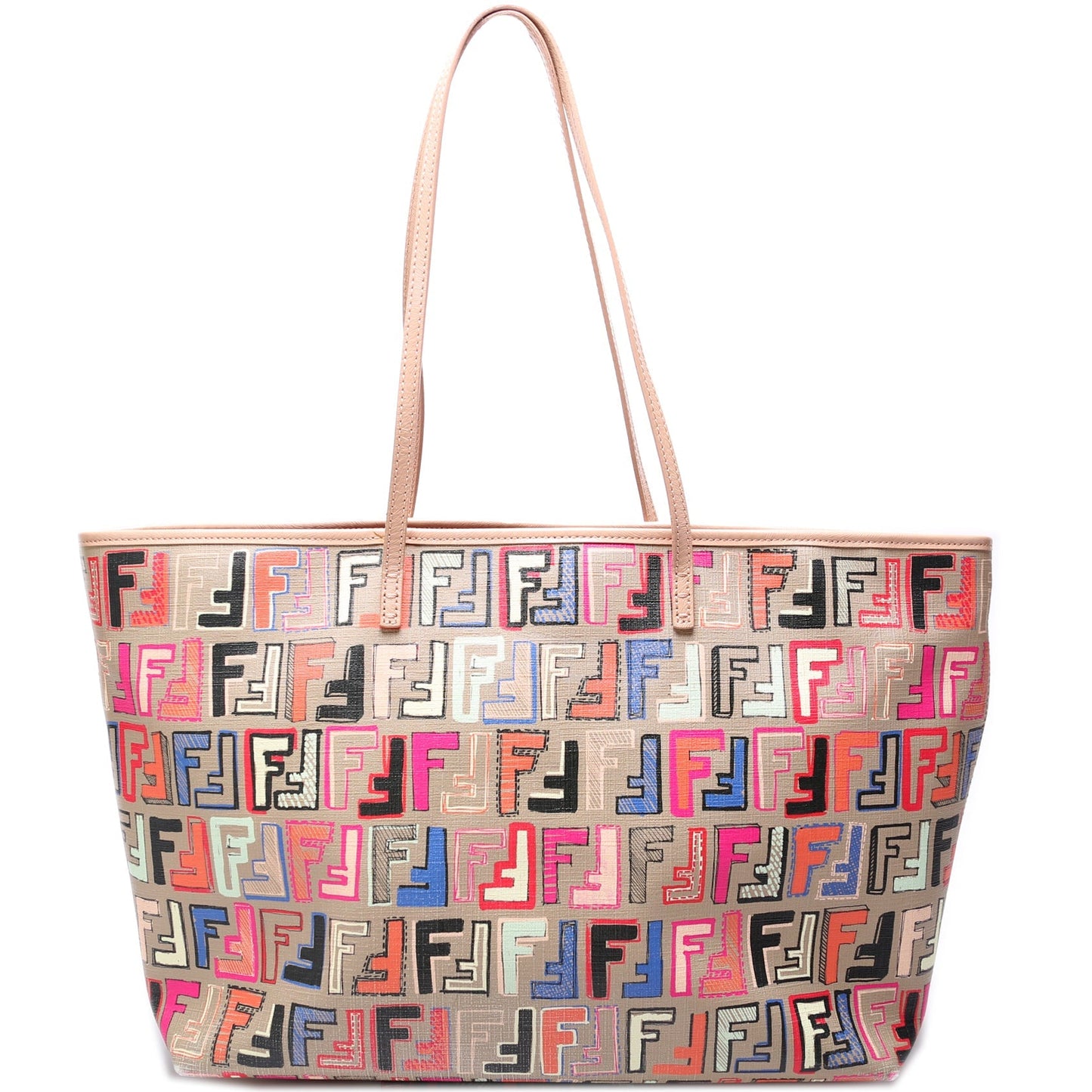 Fendi 8BH185 Coated Zucca Zip Tote Bag