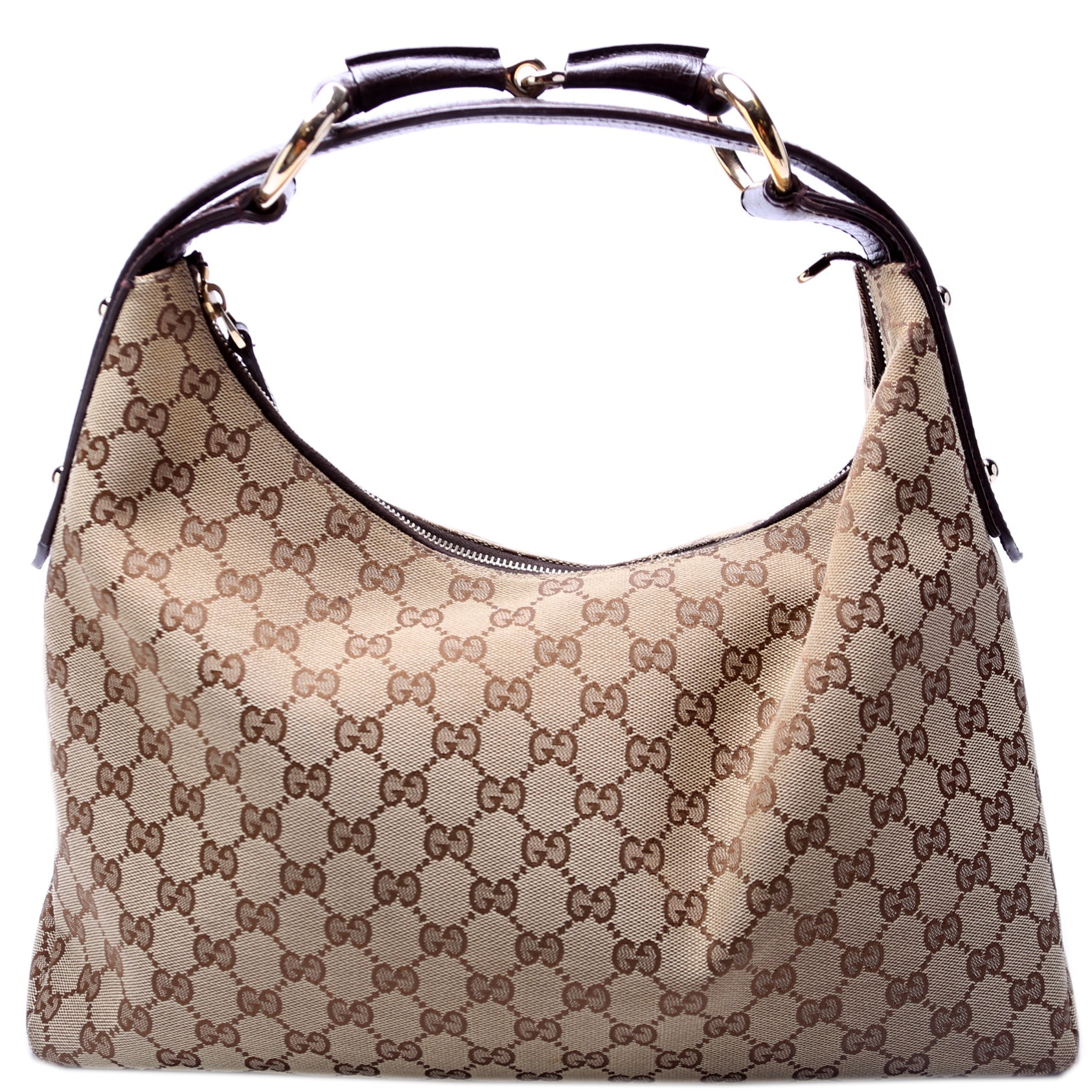 Gucci 115867 Horsebit GG Canvas Hobo Bag
