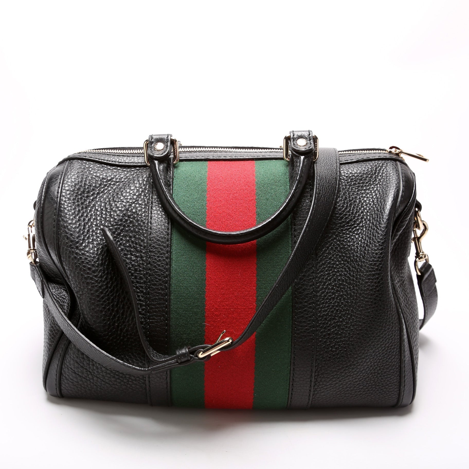 Gucci 247205 Boston Web Leather Bag