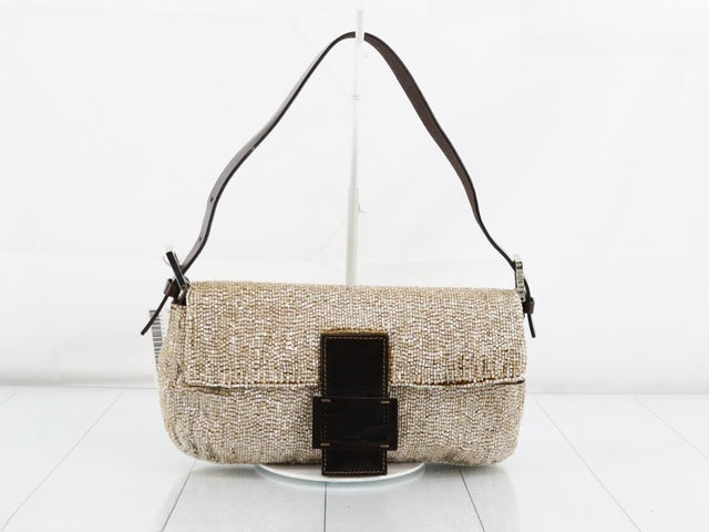 Fendi Baguette Shoulder bag with Cream Beads