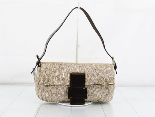 Fendi Baguette Shoulder bag with Cream Beads