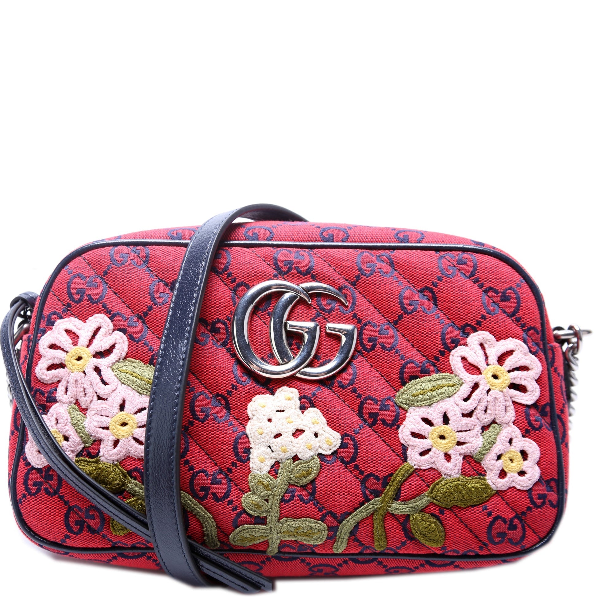 Gucci Marmont Small Camera Multicolor Embroidered Canvas 447632 Bag
