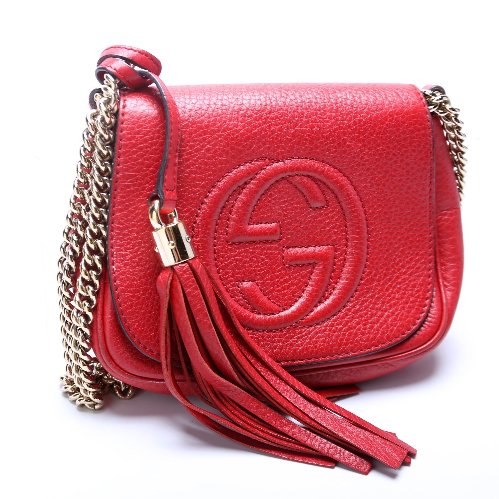 Gucci 323190 Soho Chain Tassel Flap Small Bag