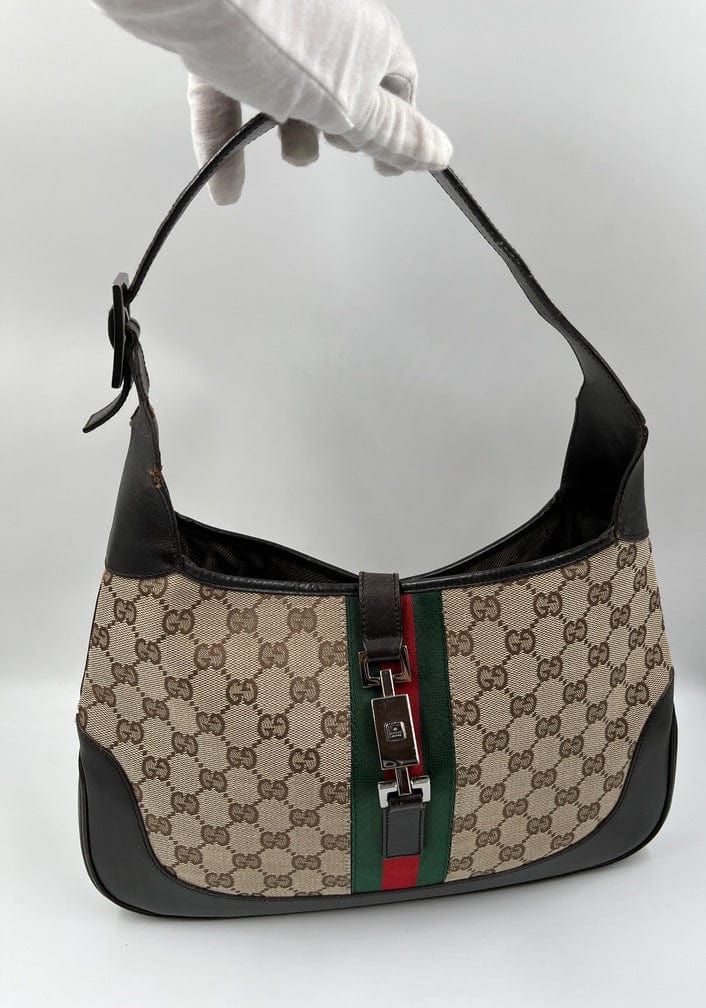 Gucci Jackie Leather Canvas Shoulder Bag Style 7