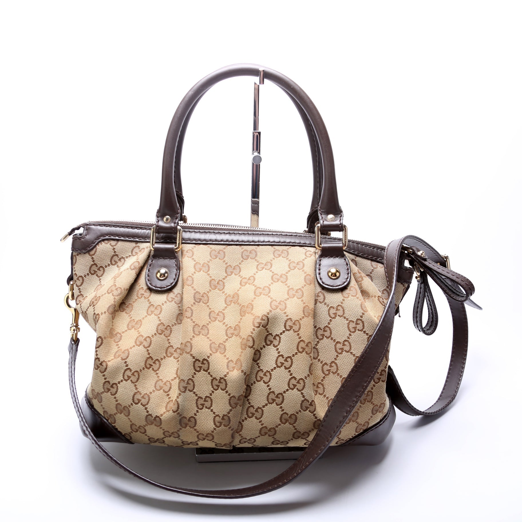 Gucci Leather Canvas Shoulder Bag