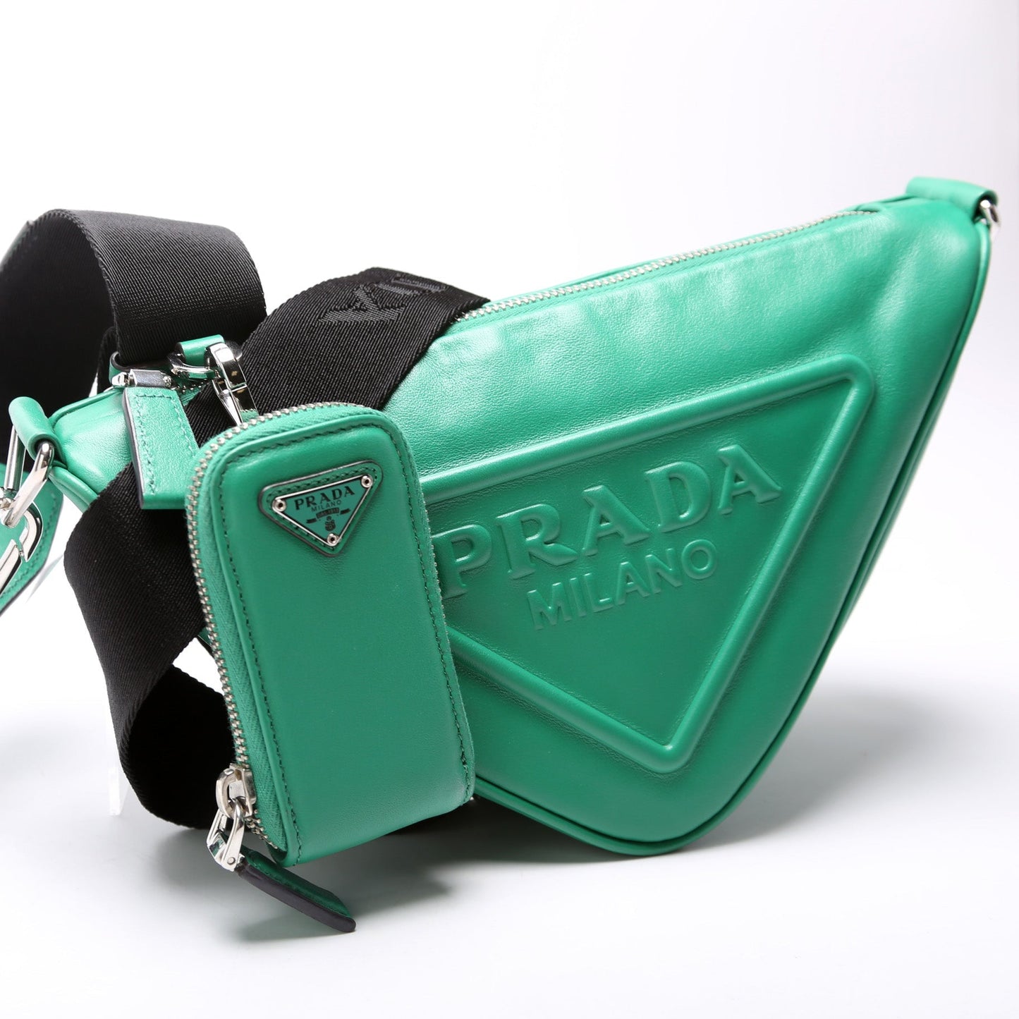 Prada Triangle Logo Leather Shoulder Bag